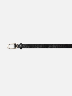 Women FRAME Angular Buckle Belt in Black Croc