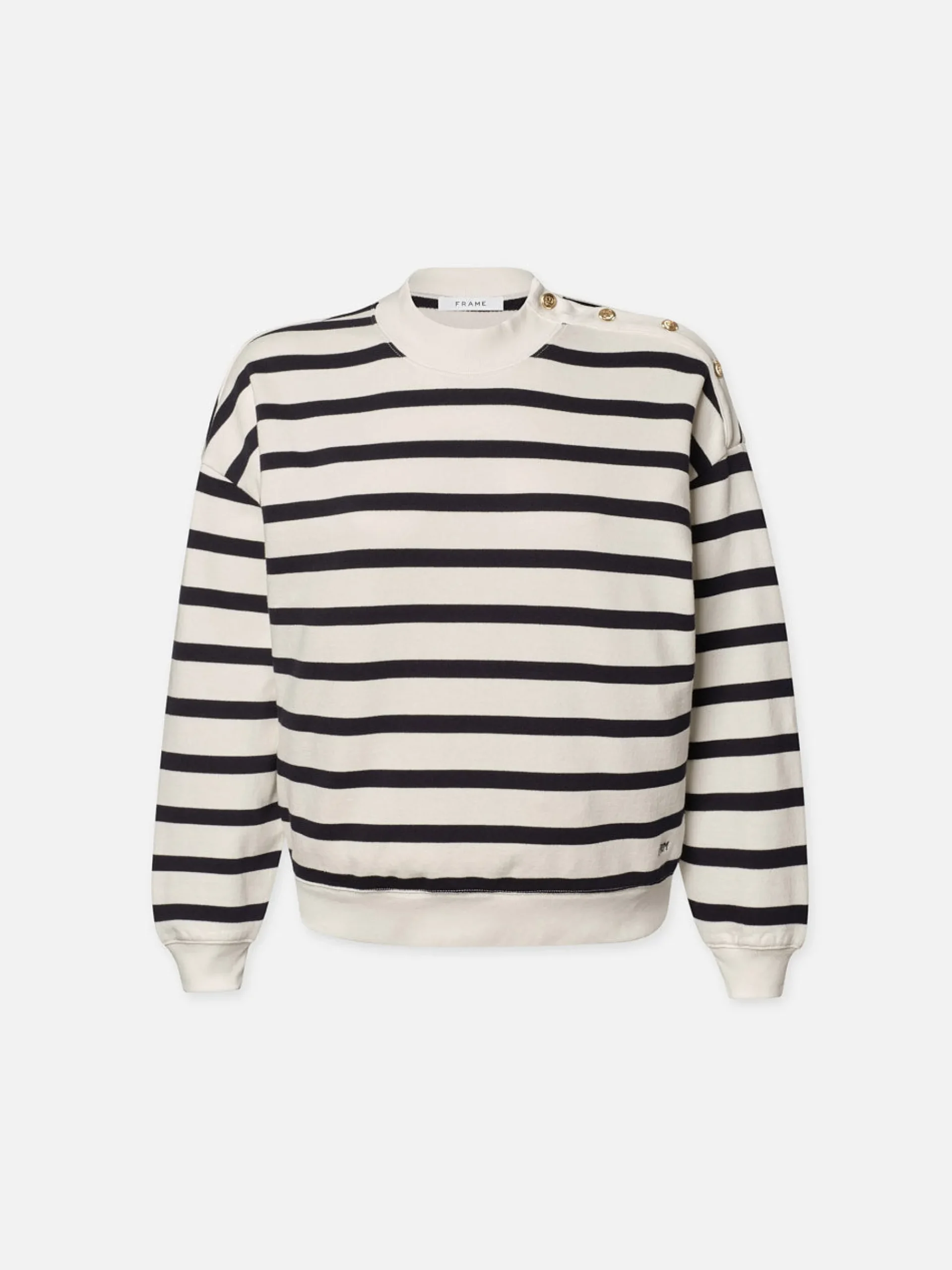 Women FRAME Button Detail Sweatshirt in Navy Multi