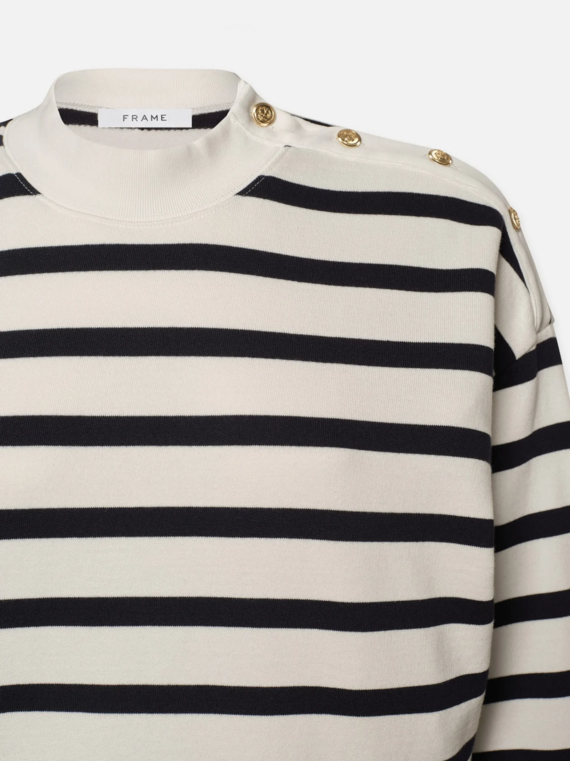 Women FRAME Button Detail Sweatshirt in Navy Multi