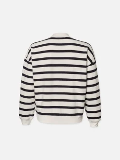 Women FRAME Button Detail Sweatshirt in Navy Multi