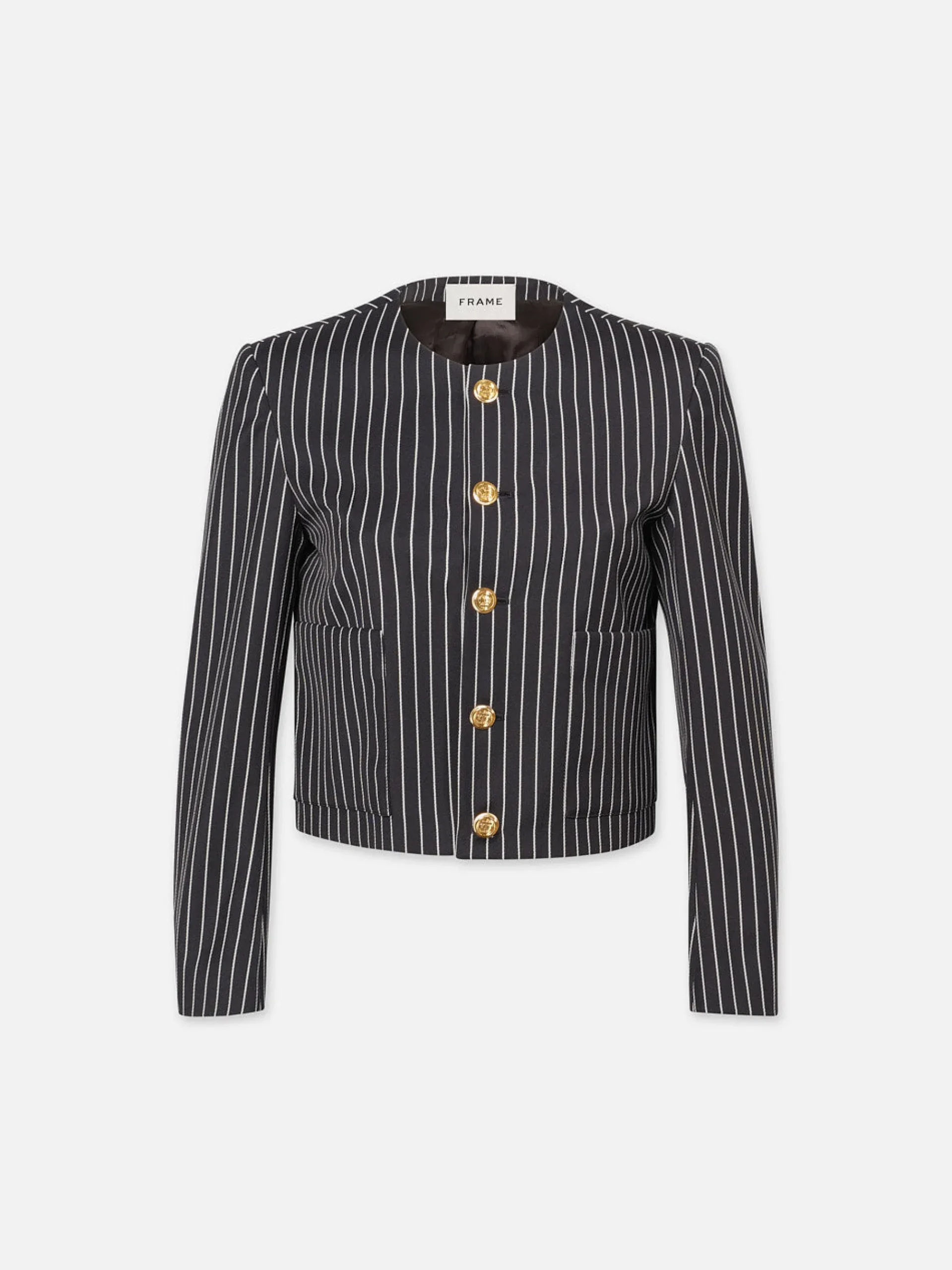 Women FRAME Button Front Jacket in Dark Navy Multi