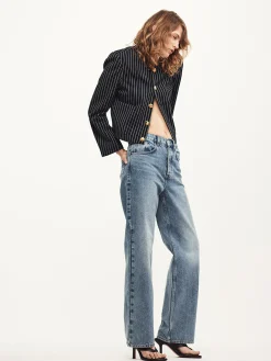 Women FRAME Button Front Jacket in Dark Navy Multi