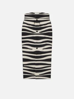 Women FRAME Button Front Skirt in Black Multi