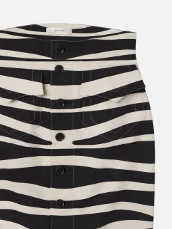 Women FRAME Button Front Skirt in Black Multi