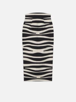 Women FRAME Button Front Skirt in Black Multi