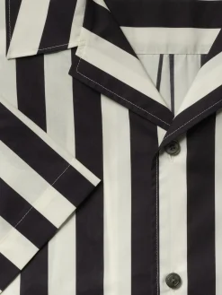 FRAME Camp Collar Shirt in Navy Stripe