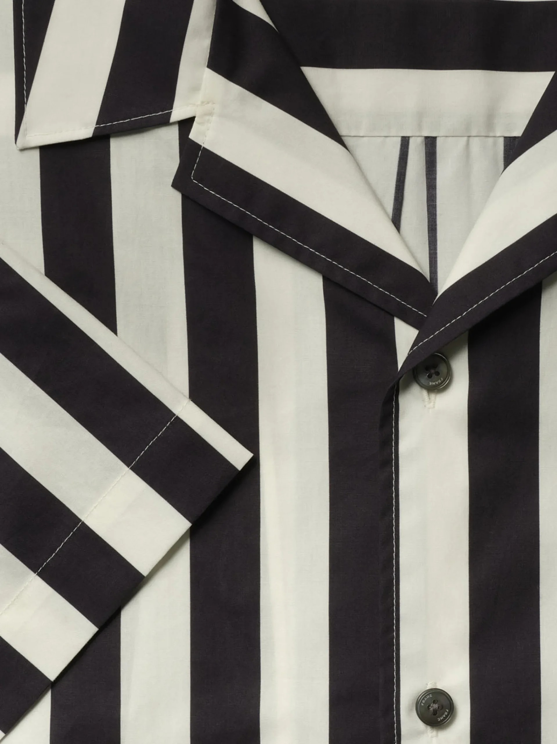 FRAME Camp Collar Shirt in Navy Stripe