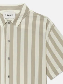 FRAME Camp Collar Shirt in Smoke Beige Stripe