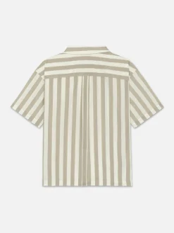 FRAME Camp Collar Shirt in Smoke Beige Stripe