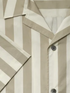 FRAME Camp Collar Shirt in Smoke Beige Stripe