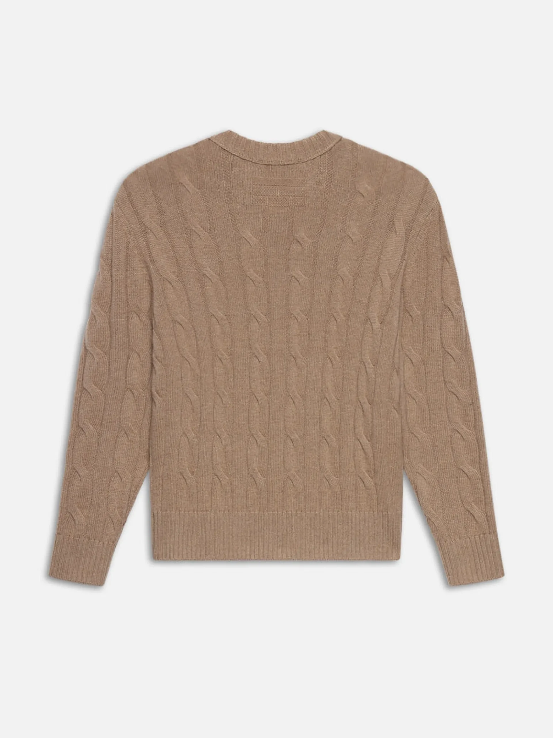 FRAME Cashmere Cable Crewneck in Light Brown