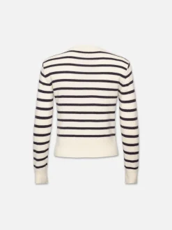 Women FRAME Cashmere Clean Crew in Navy Multi