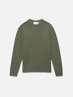 Women FRAME Cashmere Crewneck Sweater in Khaki Green