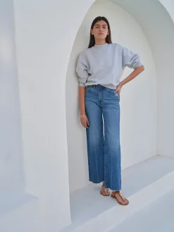 Women FRAME Classic Crew Sweatshirt in Heather Grey