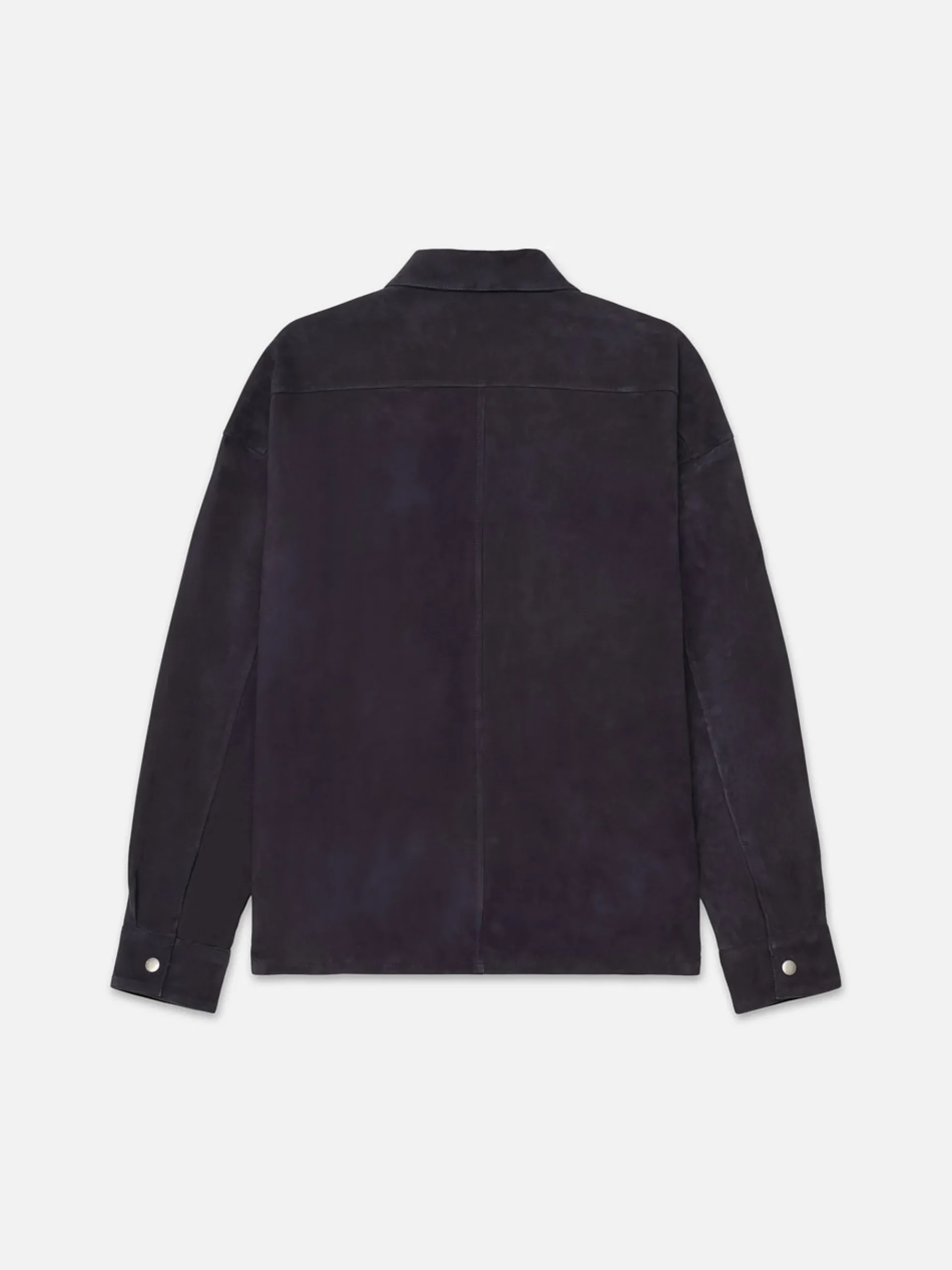 FRAME Clean Suede Zip Shirt in Dark Navy