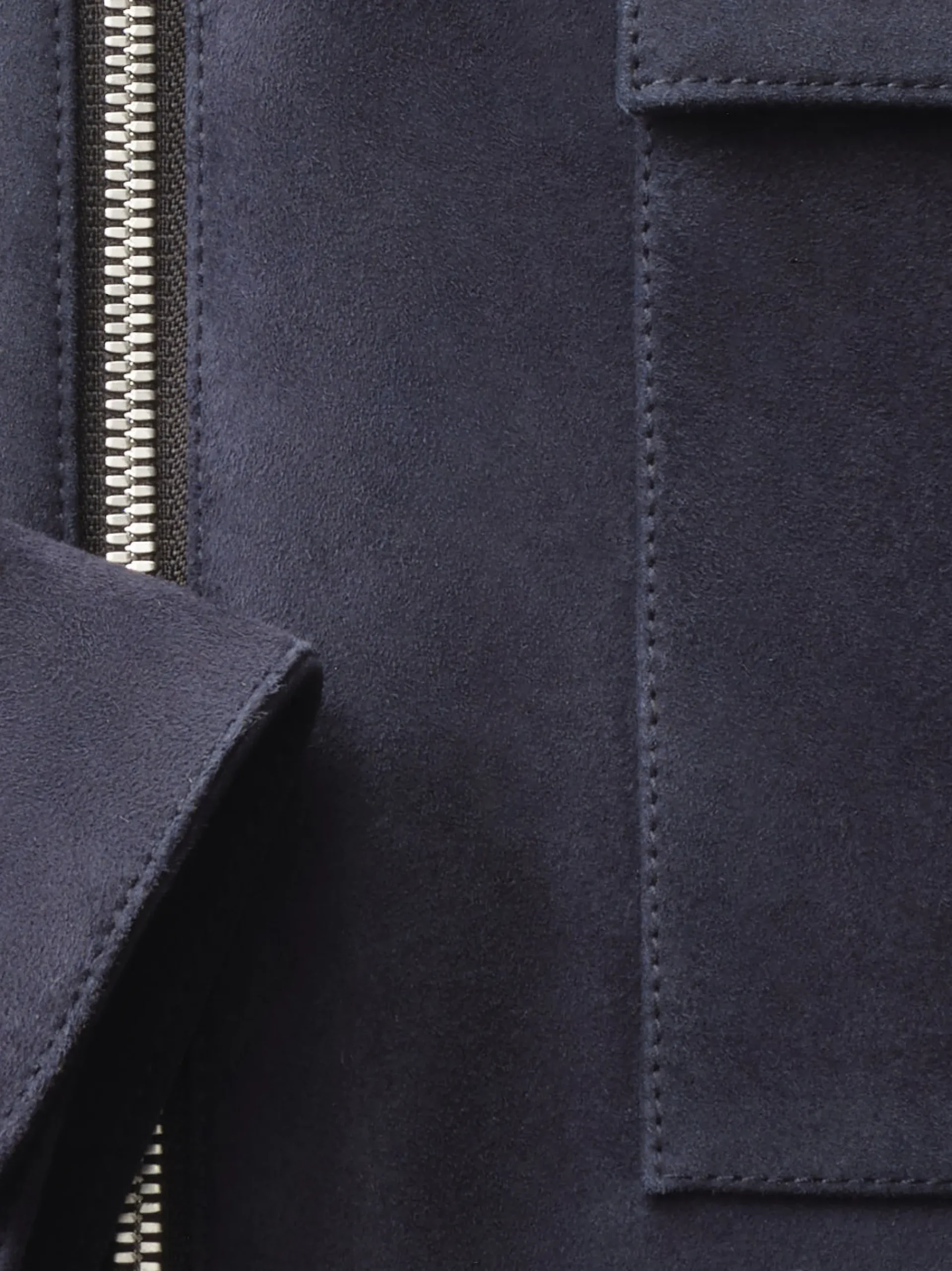 FRAME Clean Suede Zip Shirt in Dark Navy