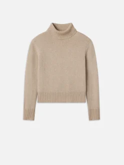 Women FRAME Clean Turtleneck Sweater in Oatmeal Heather