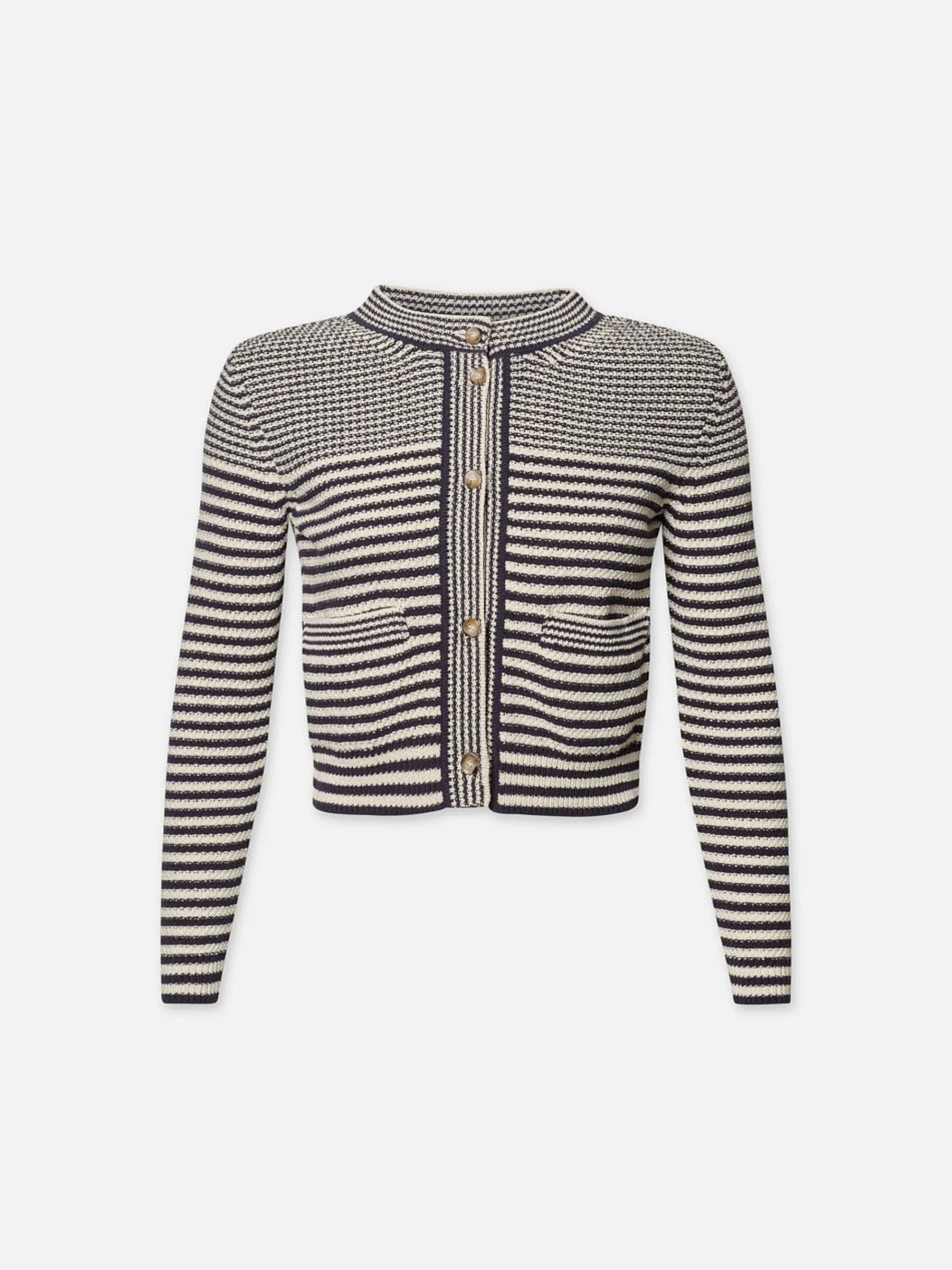 Women FRAME Compact Stripe Cardi in Navy Multi