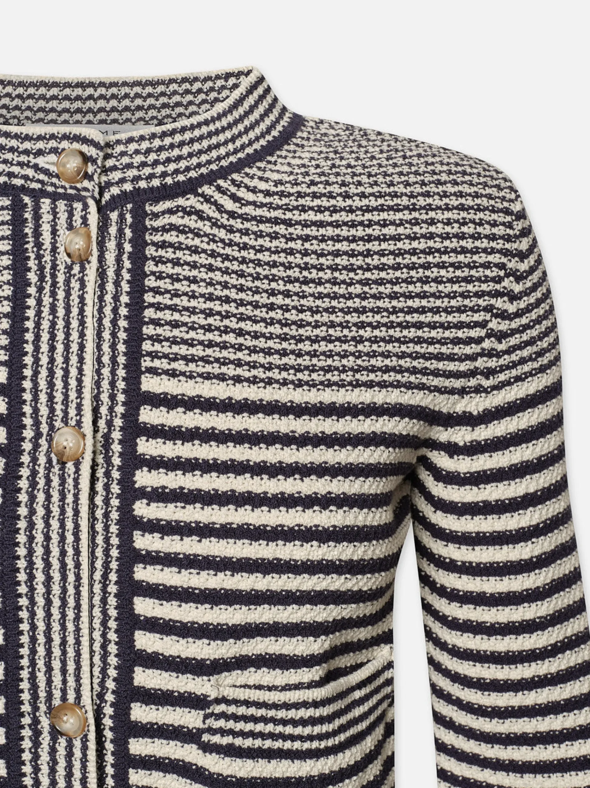 Women FRAME Compact Stripe Cardi in Navy Multi