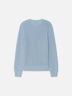FRAME Cotton Blend Sweater in Light Blue