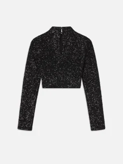 Women FRAME Cropped Sequin Top in