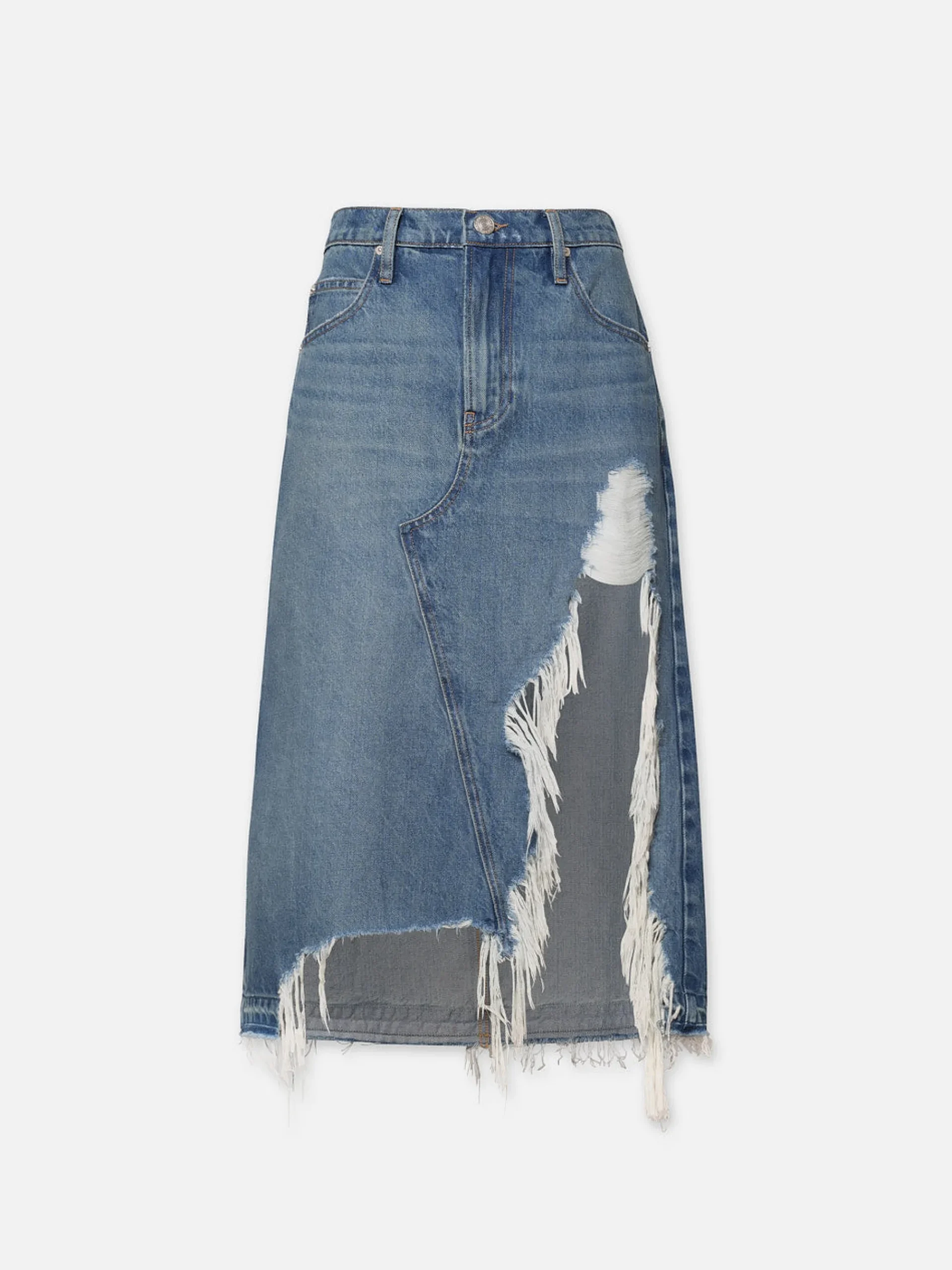 Women FRAME Deconstructed Fray Hem Skirt in