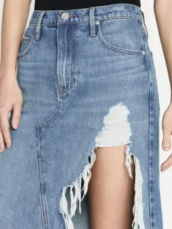 Women FRAME Deconstructed Fray Hem Skirt in