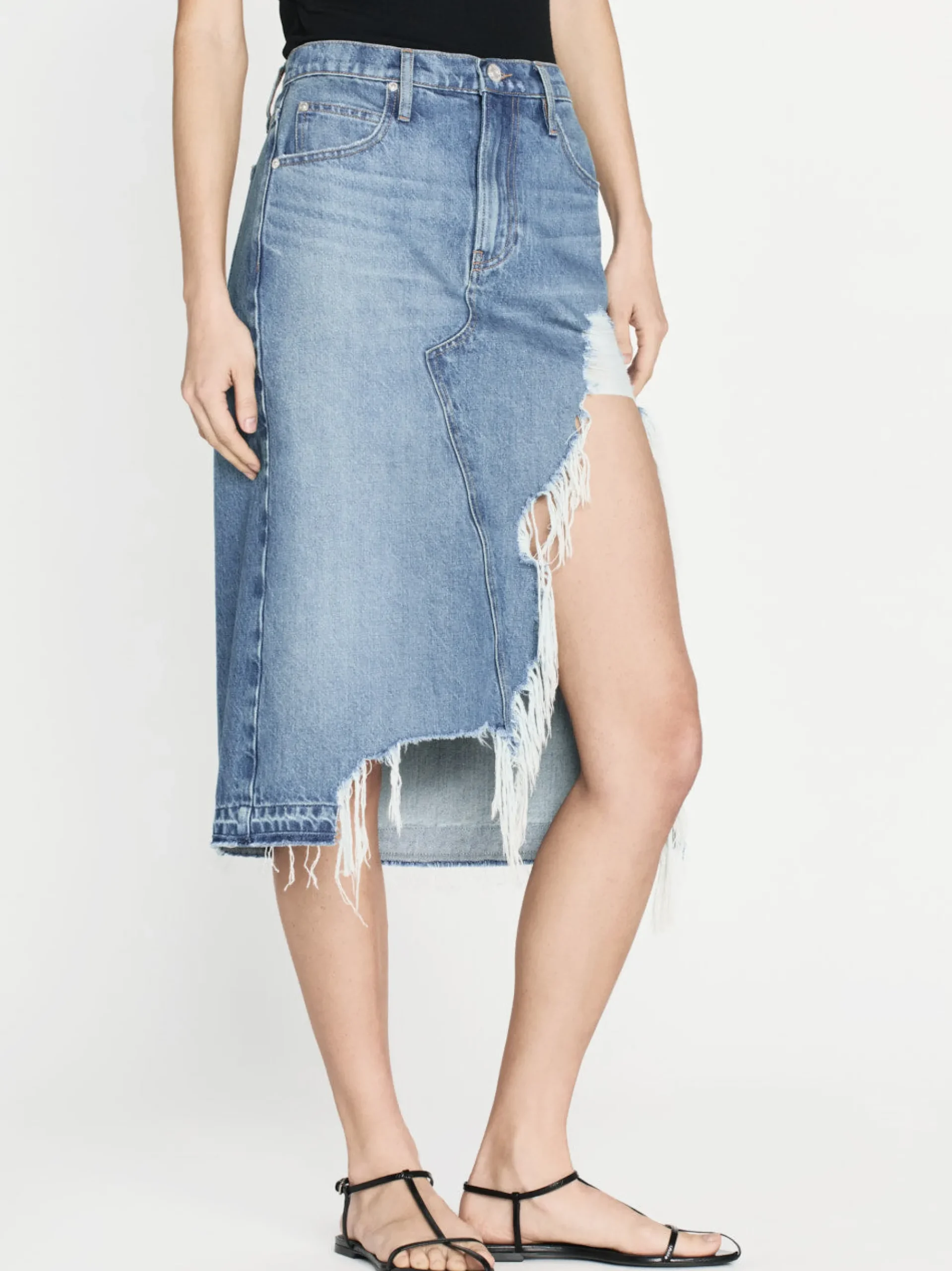 Women FRAME Deconstructed Fray Hem Skirt in