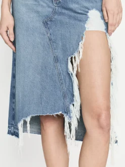 Women FRAME Deconstructed Fray Hem Skirt in