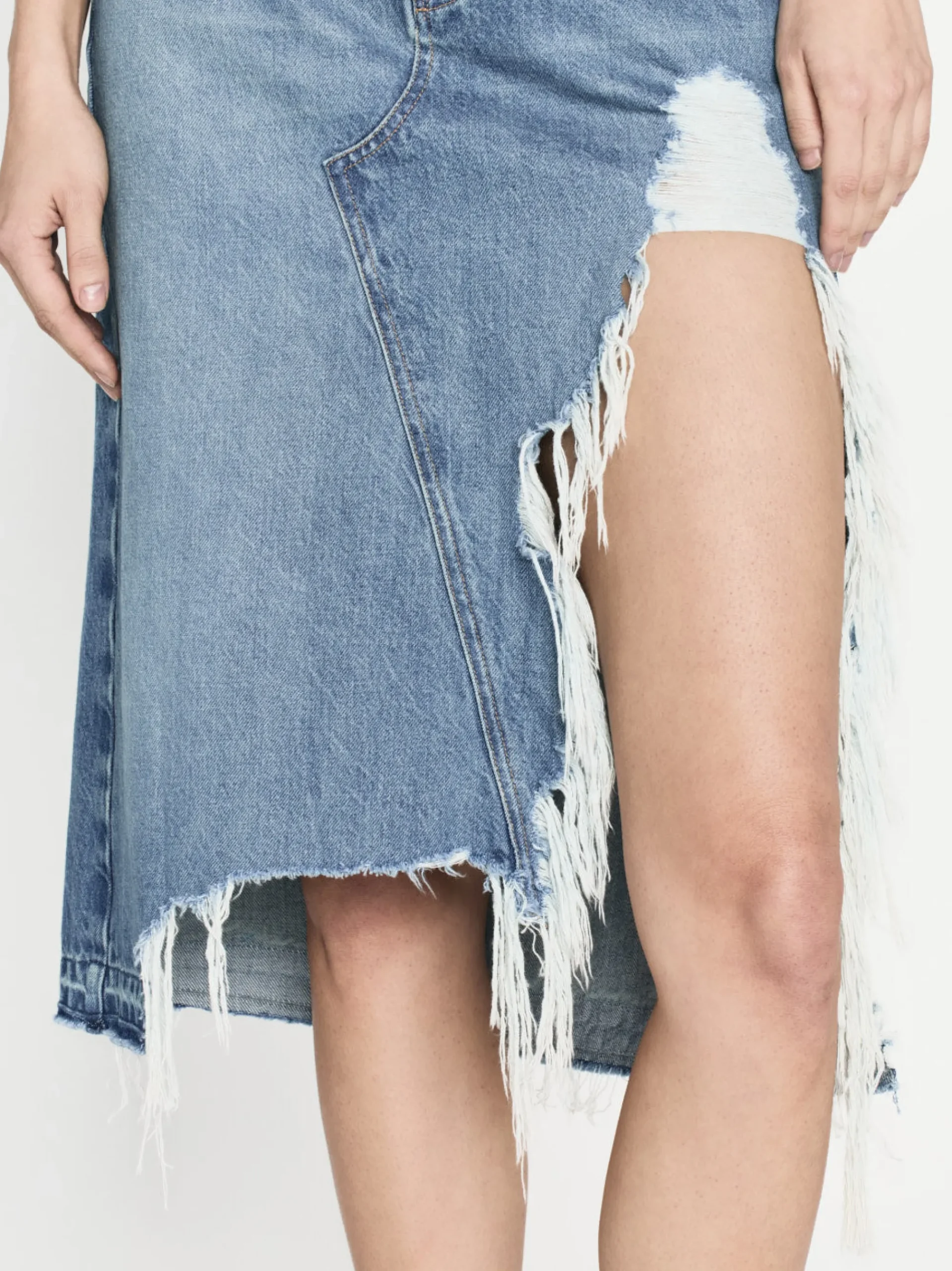 Women FRAME Deconstructed Fray Hem Skirt in