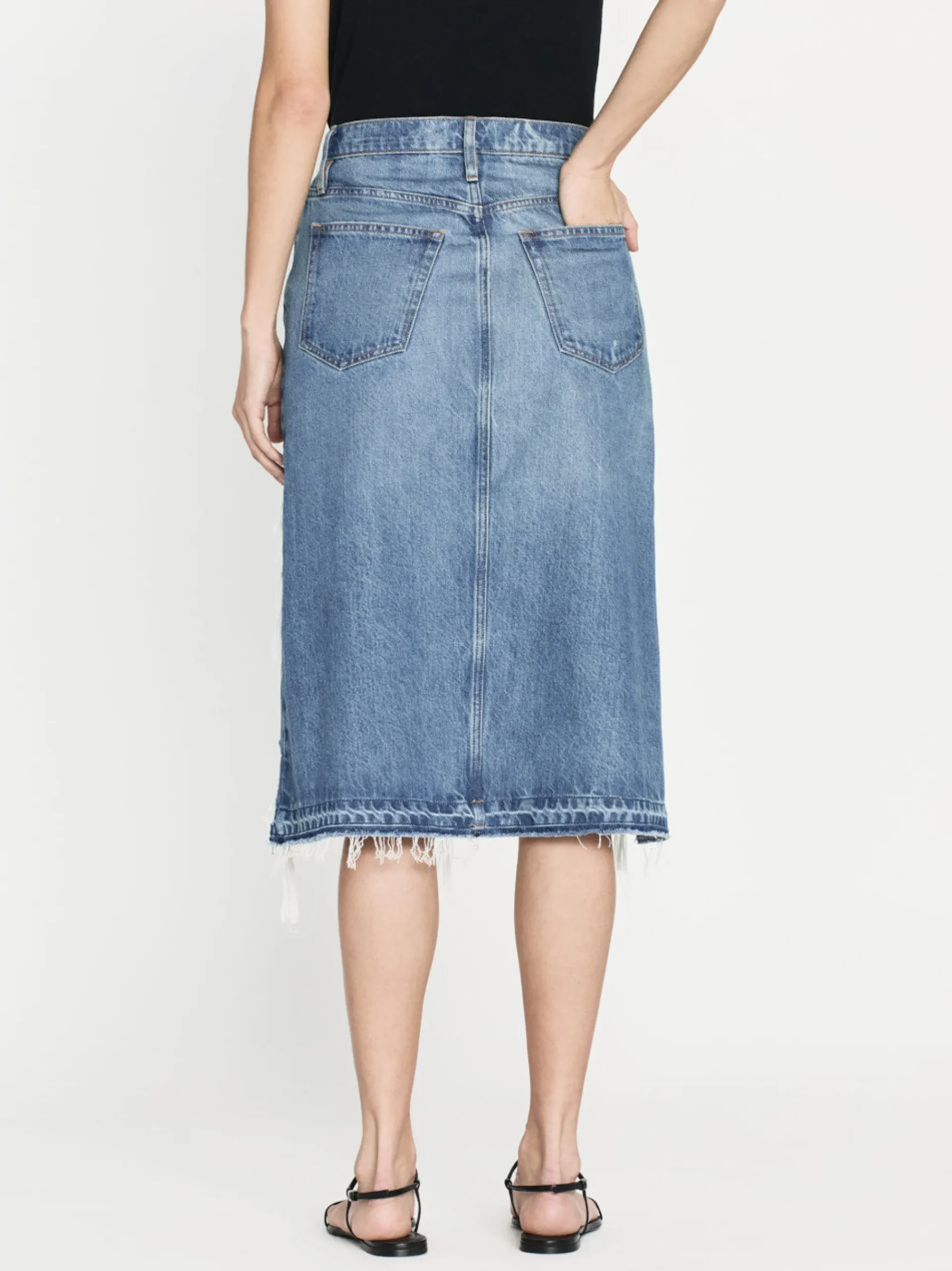 Women FRAME Deconstructed Fray Hem Skirt in