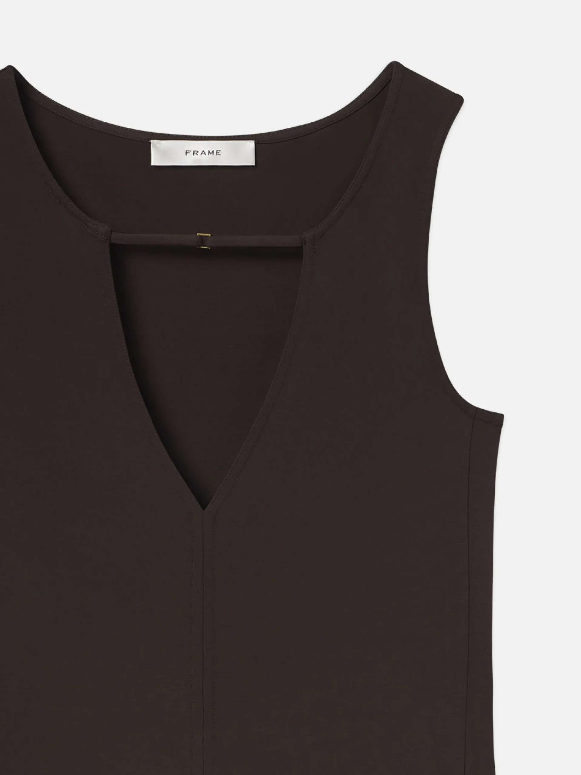 Women FRAME Deep V Tank in Chocolate Brown