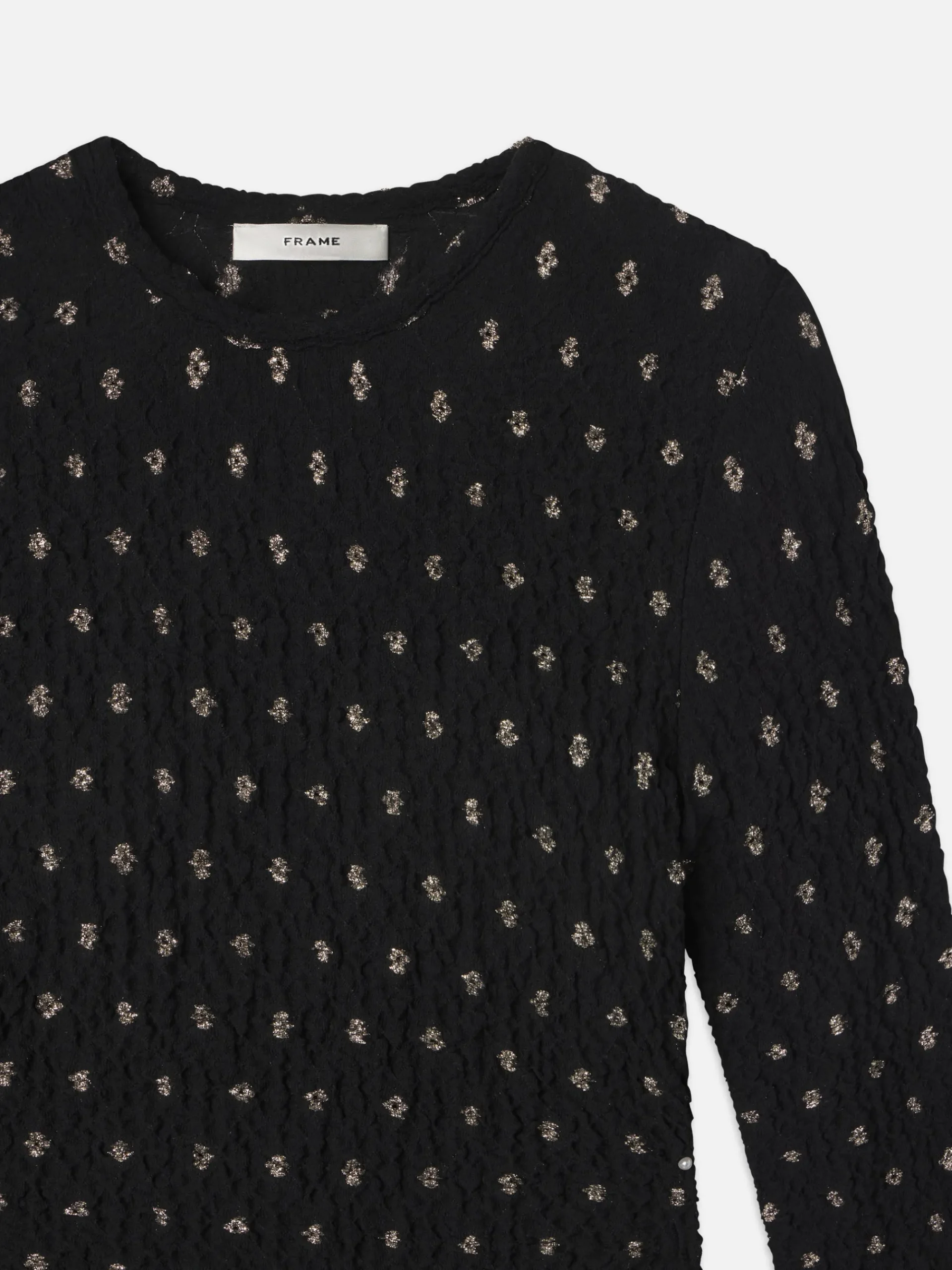 Women FRAME Dotted Stretch Mesh Top in Black Multi