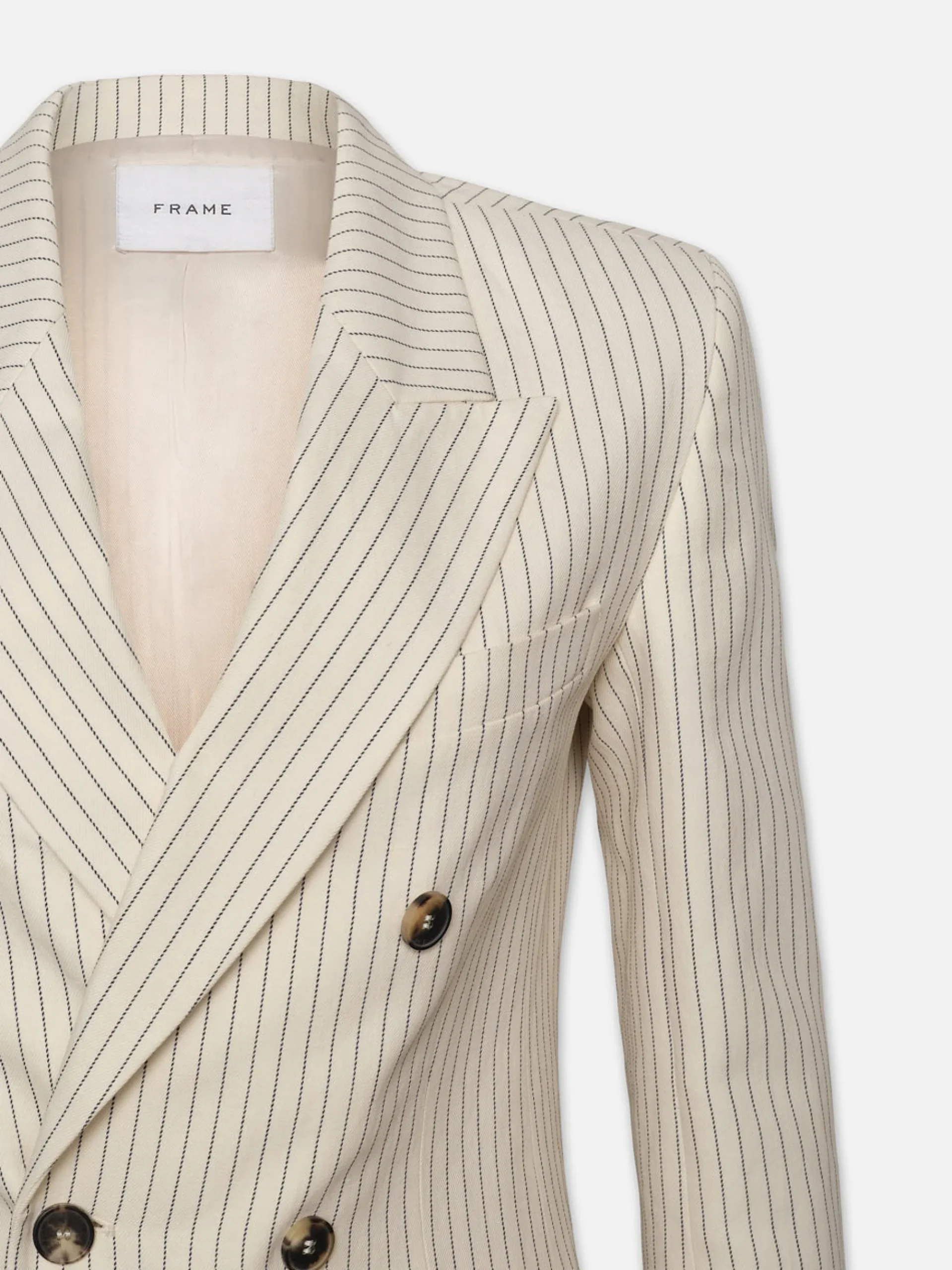 Women FRAME Double Breasted Blazer in Cream Multi