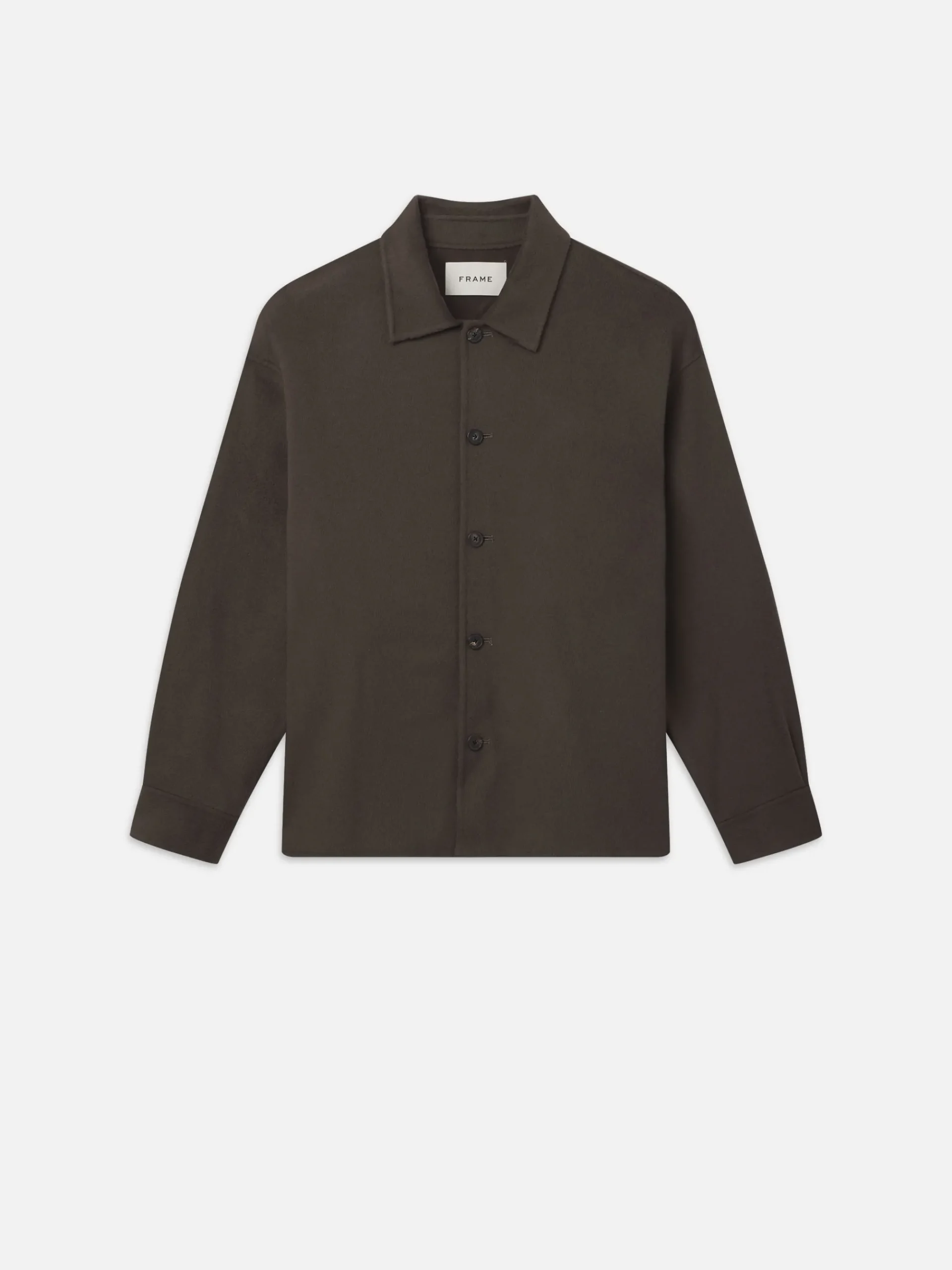 FRAME Double Face Shirt Jacket in Dark Taupe