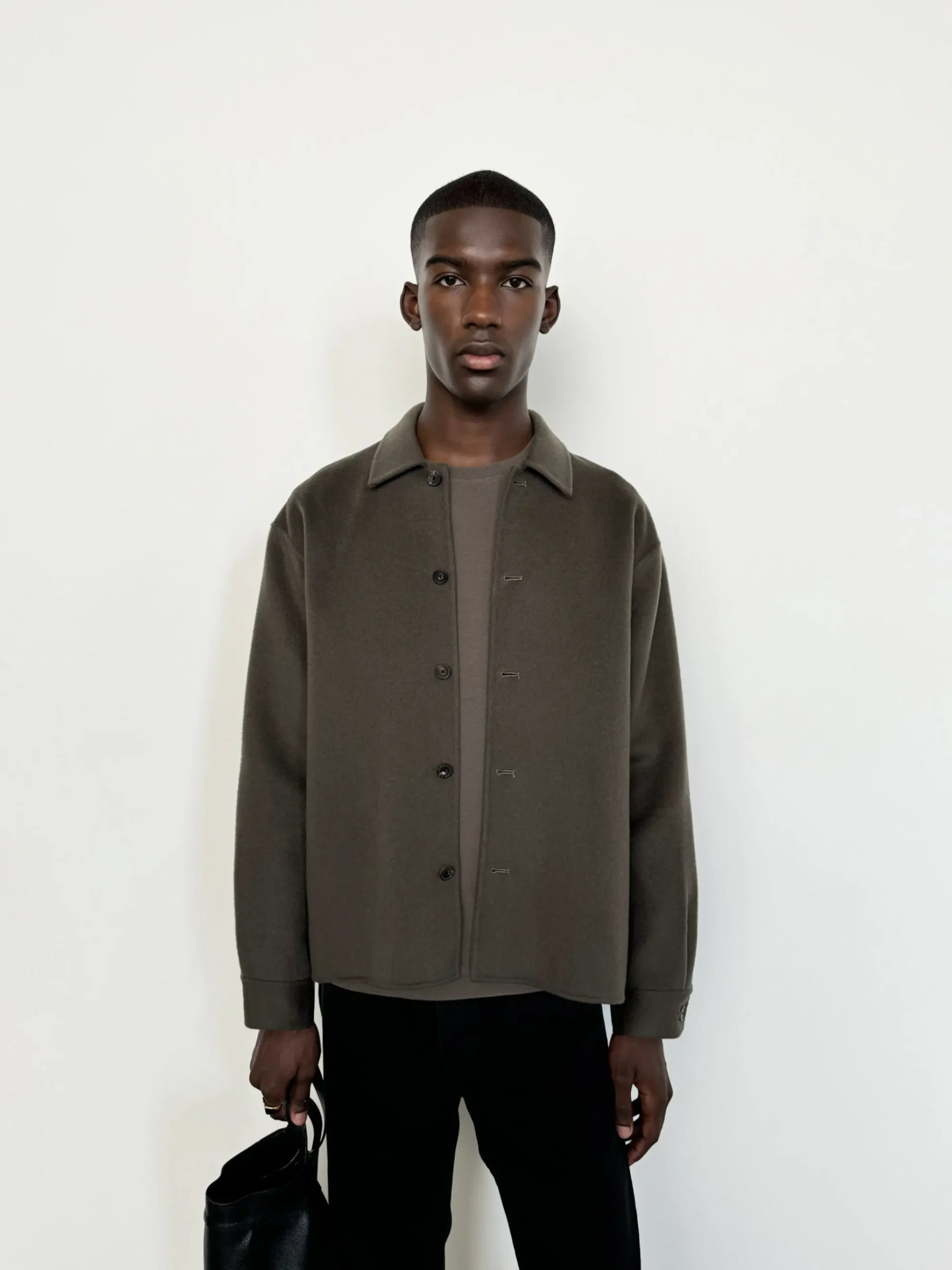 FRAME Double Face Shirt Jacket in Dark Taupe