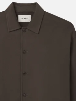 FRAME Double Face Shirt Jacket in Dark Taupe