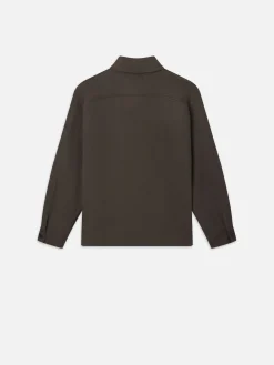 FRAME Double Face Shirt Jacket in Dark Taupe