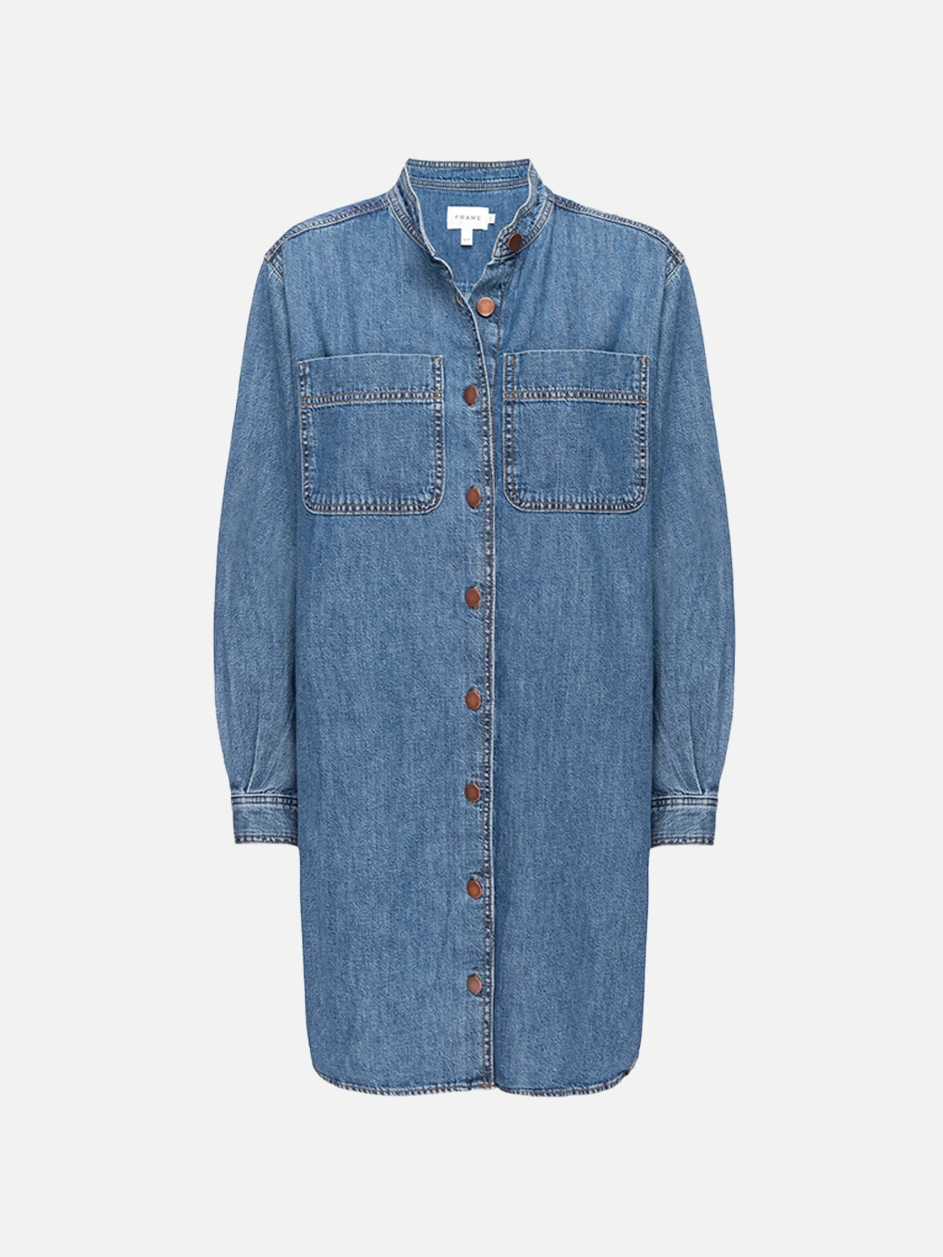 Women FRAME Double Pocket Shirt Dress in Boy Blue