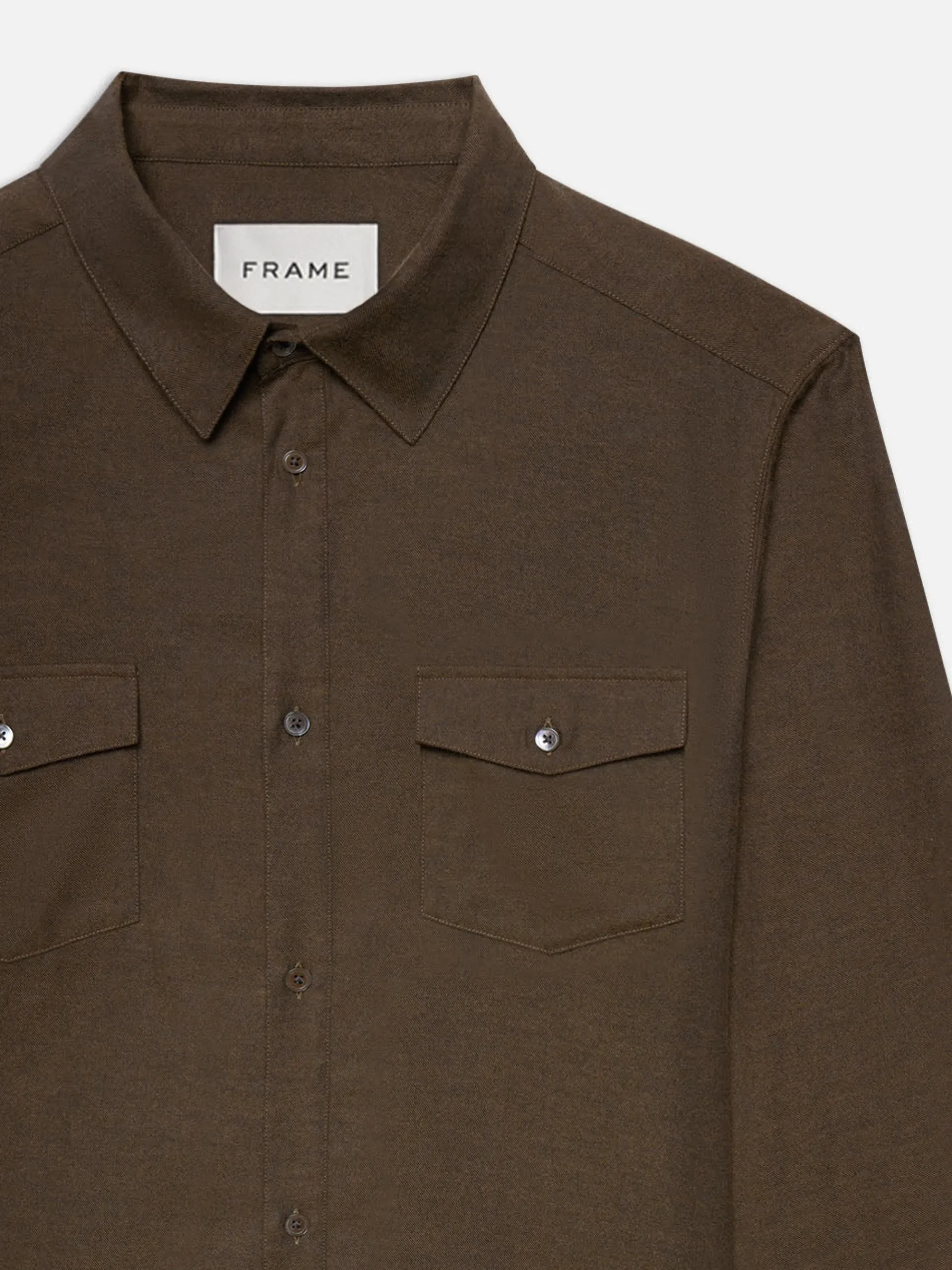 FRAME Double Pocket Wool Blend Shirt in Soft Mocha