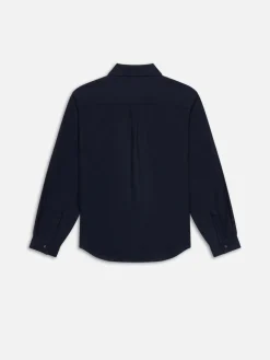 FRAME Double Pocket Wool Blend Shirt in Dark Navy