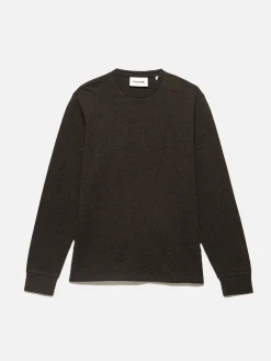 FRAME Duo Fold Long Sleeve Crew in Heather Espresso