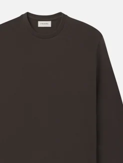 FRAME Duo Fold Long Sleeve Crew in Dark Taupe