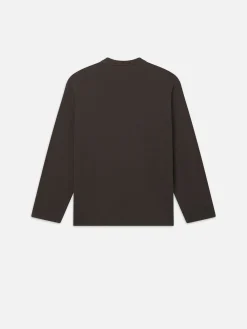 FRAME Duo Fold Long Sleeve Crew in Dark Taupe