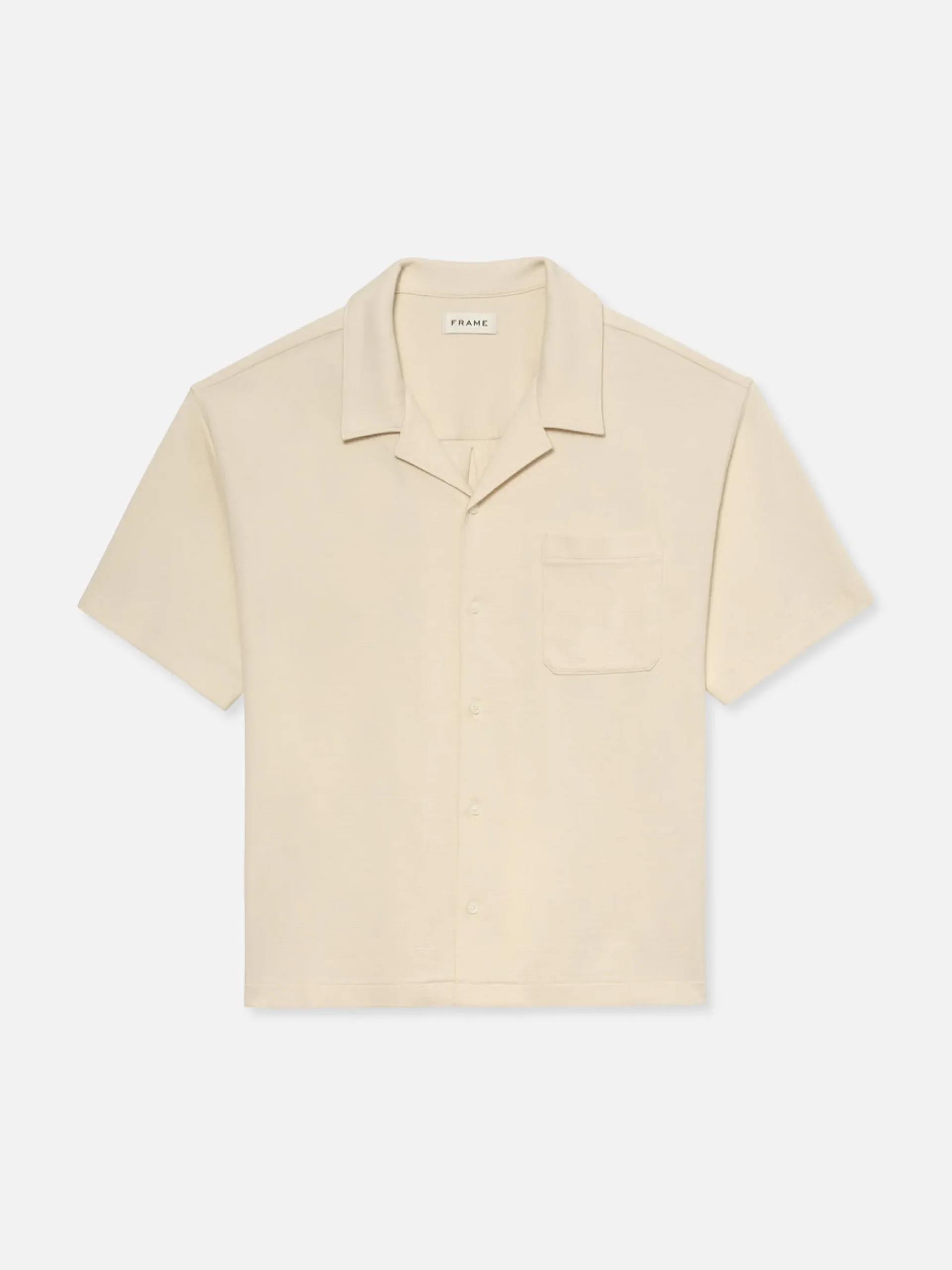 FRAME Duo Fold Relaxed Short Sleeve Shirt in White Sand