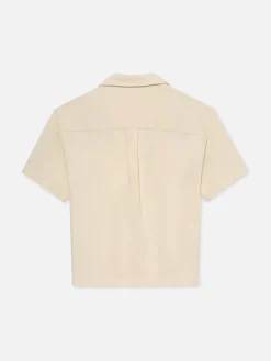FRAME Duo Fold Relaxed Short Sleeve Shirt in White Sand