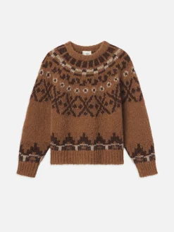 Women FRAME Fair Isle Sweater in Camel Multi