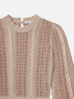 Women FRAME Femme Cable Mix Sweater in Blush Multi