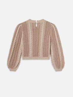 Women FRAME Femme Cable Mix Sweater in Blush Multi