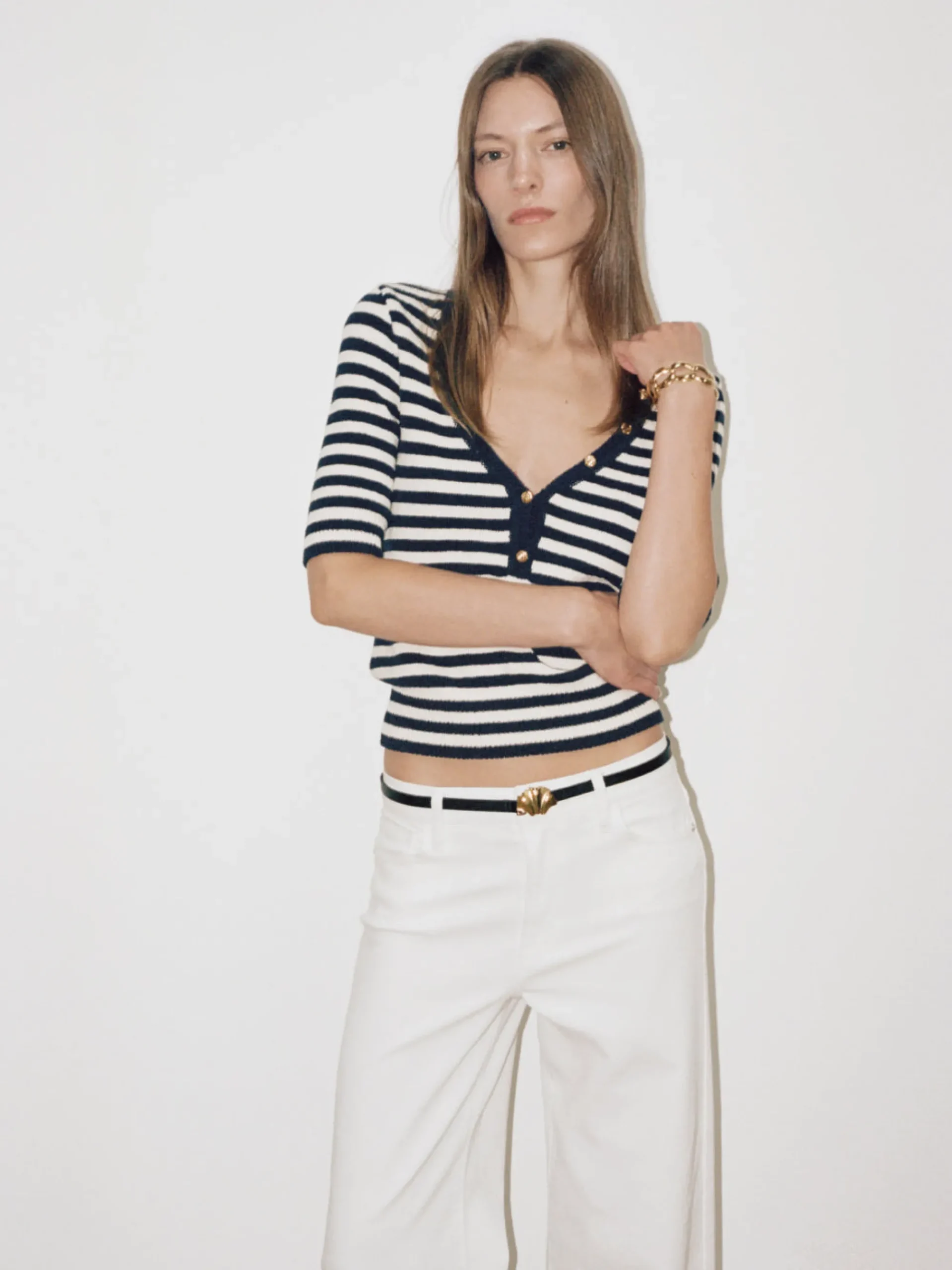 Women FRAME Femme Mariner Sweater in Navy Multi